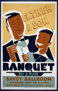 Affiche annonçant la tenue d'un banquet.