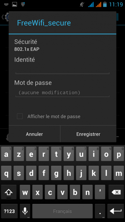 Modifier les paramètres pour FreeWifiSecure